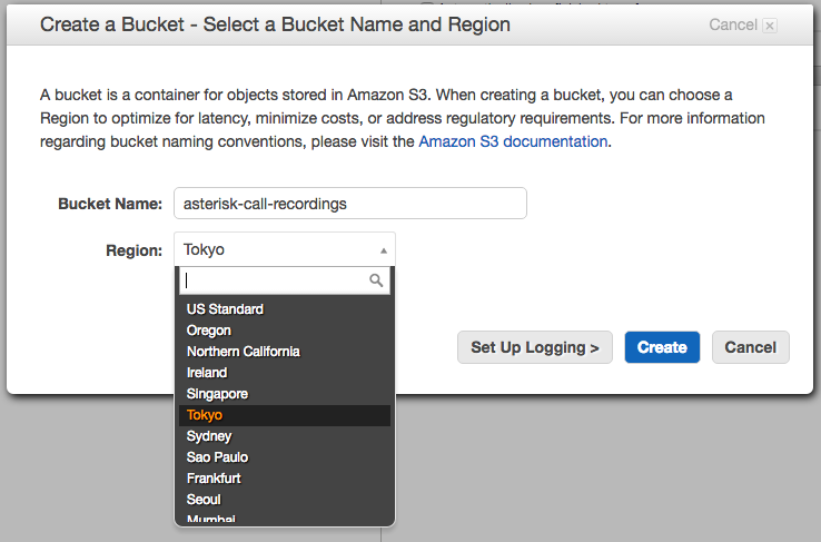 Create new AWS S3 bucket