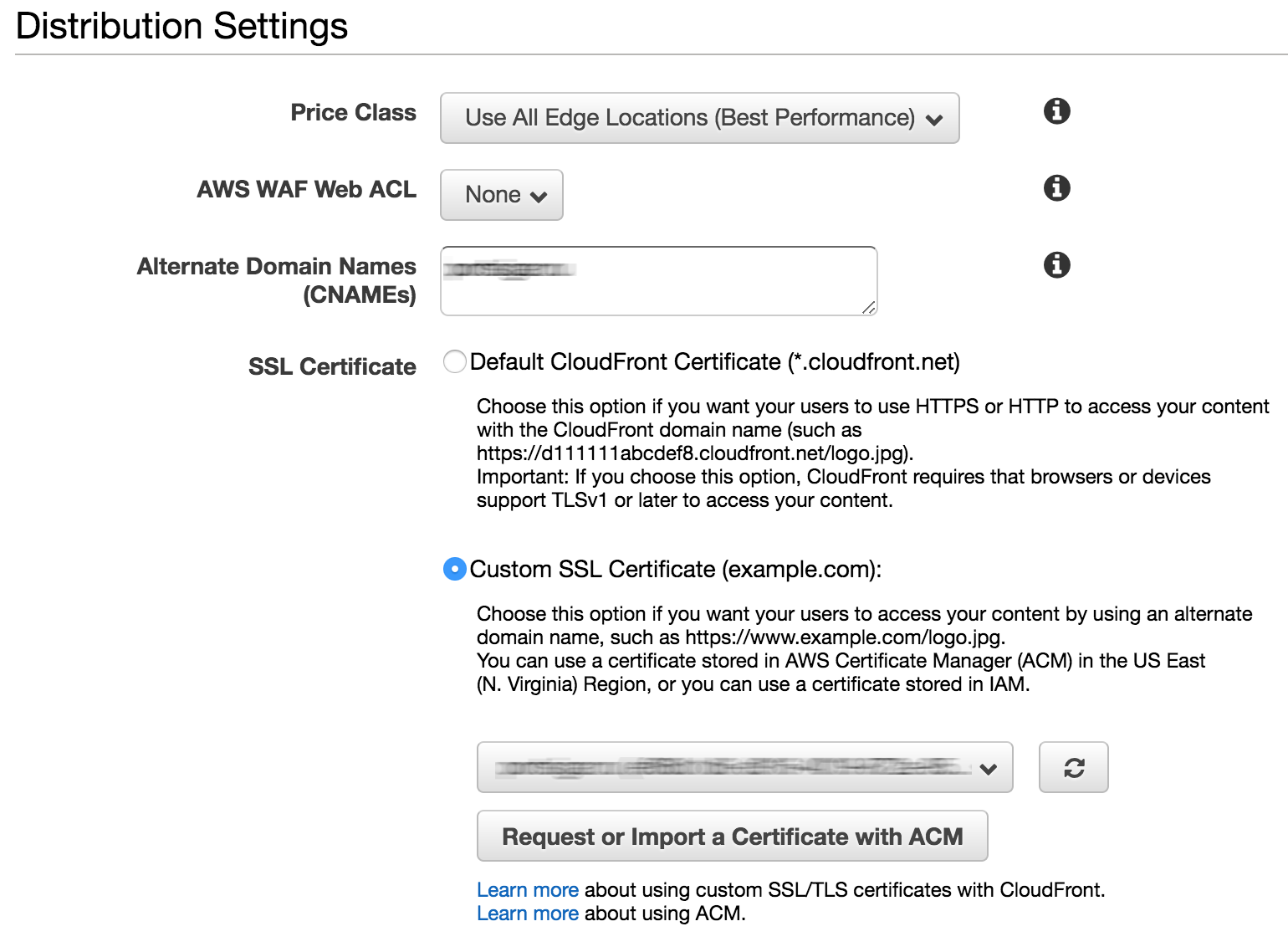 CloudFront Distribution with SSL and CNAME