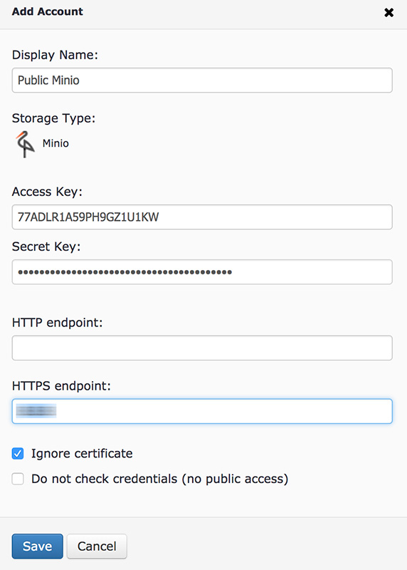 Minio - public configuration in MBS example